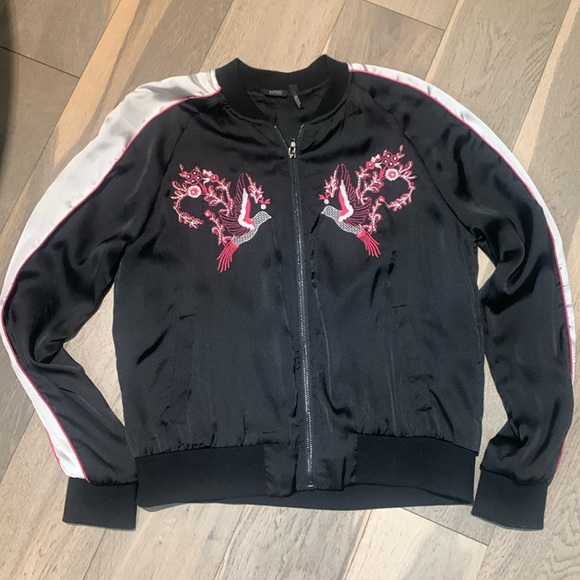 Buffalo (David Bitton) light jacket, black with white stripes and pink trim - Picture 1 of 3